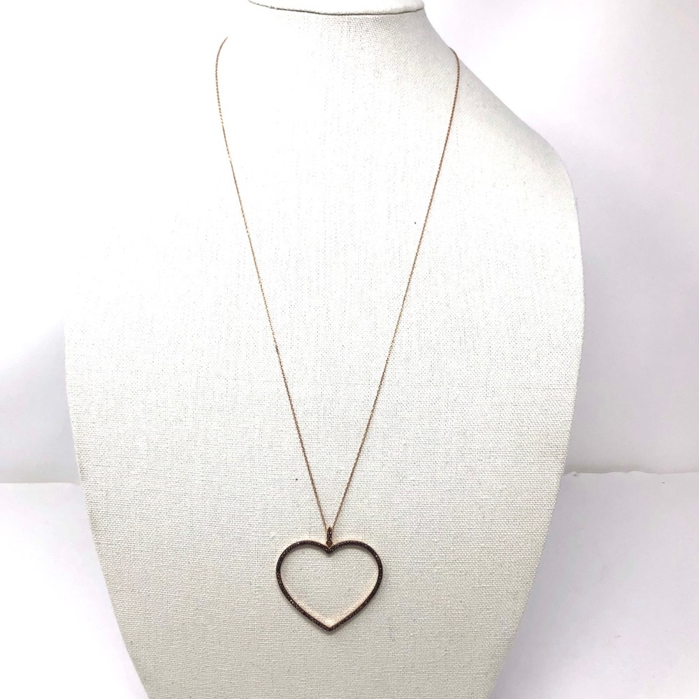 Rose gold sterling silver crystal heart 💖 pendant necklace, NWOT - Picture 4 of 15